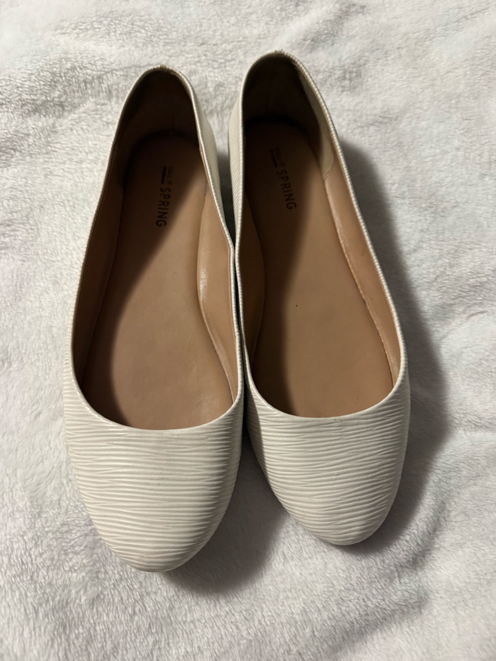 White Textured Flats Size 9